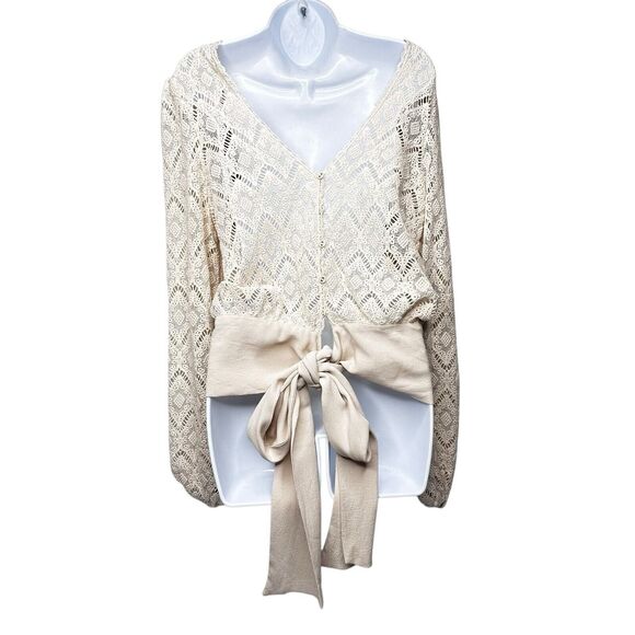 byTiMo The Crochet Top in Vintage SM Sheer Bow Trim Feminine Romantic NEW $388 - Picture 3 of 16